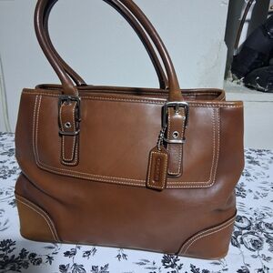 Coach Hampton  Brown Leather Satchel Tote Bag 7555